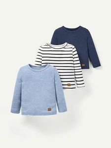 T-shirts en tricot à manches longues et col rond pour filles, couleur unie, vêtements décontractés, lot de 4, bleu sarcelle, gris, marine, beige, hauts de sport pour tous les jours, Bangladesh - Product Image 3