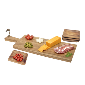 Acacia Wooden <b>Large</b> Paddle Board Platters for Serving Food Party <b>Tray</b> with 4 Serving Plates Wholesale from Vietnam - Product Image 1