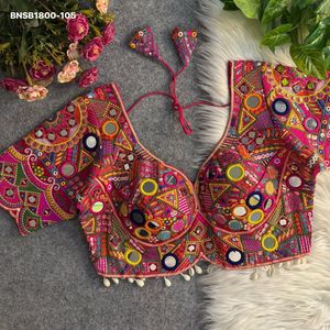 Blusa de moda para mujer estilo Gamthi con espejos múltiples y lentejuelas de hilo colorido, bordado Kodi con corte de manzana, de seda italiana, ideal para festivales. - Product Image 3