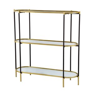 Consolle a 3 ripiani con specchio nero e oro, 48.5x16.5x50 pollici - Product Image 3