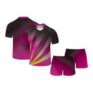 Ensemble de maillots de football unisexe imprimés par transfert thermique, couleur dégradée, évacuation de l'humidité, manches courtes régulières, uniforme en polyester, devant - Product Image 1