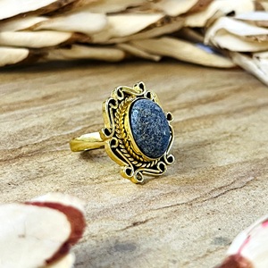 Trend New <b>Lapis</b> <b>Lazuli</b> <b>Rings</b> Boho Brass Jewelry for Women 18k Gold Plated Antique Filigree Statement <b>Ring</b> for Wholesale/OEM/ODM - Product Image 3