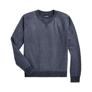 Solid Color Knitted Pullover Sweatshirt <b>Long</b> Sleeve Crew Neck Autumn Wear <b>Men</b> Sweatshirt Distressed Retro Style - Product Image 1