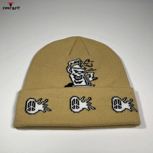 New Design Autumn Winter High Quality 100% Cotton Unisex Beanie Cap Breathable Waterproof <b>Light</b> Weight Custom Logo 3D Embroidery - Product Image 3