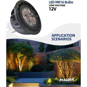 Set di 4 Lampadine LED MR16 Aggiornate per Illuminazione Paesaggistica, 5W GU5.3 Non Dimmerabili, 9-17V AC/DC, Faretto da Esterno Impermeabile per Giardino - Product Image 3