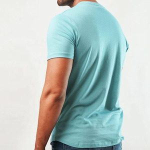 Camiseta de manga corta para hombre, color azul, tela de poliéster cómoda, cuello redondo con cierre de botones, camiseta informal clásica para hombre - Product Image 4