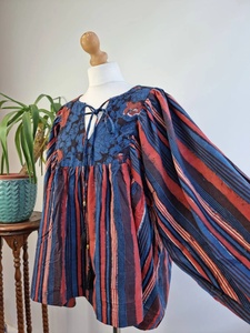 Pur coton terreux Floral bohème chemisier haut indien Bagru bloc imprimé été décontracté maman - Product Image 4