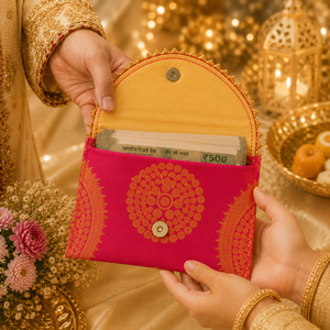 Sobre para Dinero de Boda con Cierre Magnético, Decorativo, Porta Regalos en Efectivo, Sobre de Tela Shagun para Regalos de Boda Tradicionales - Product Image 4