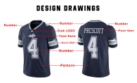 Maillot de football américain unisexe bleu marine, col en V, manches courtes, évacuation de l'humidité, impression par sublimation, équipe 00, ajusté, 100 % polyester, adultes