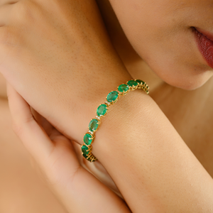 สร้อยข้อมือเทนนิสแบบซ้อนได้ ทองคำขาว 18K ประดับมรกตและเพชรคุณภาพสูง สำหรับงานแต่งงาน ยูนิเซ็กซ์ - Product Image 6