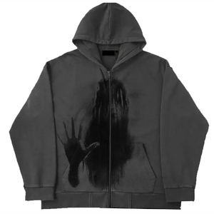 Men Distressed Hoodie Oversized Streetwear Fleece Pullover Vintage Graphic Heavyweight Loose Fit Urban Hooded Sweatshirt - Product Image 6