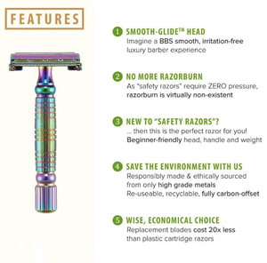 Kaamir Instruments Custom Logo Plasma Coated Rainbow Stainless Steel Handle Super Stainless Steel Blade Double Edge Safety Razor - Product Image 5