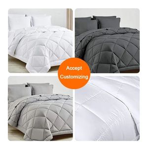 Couette matelassée en microfibre polyester gris, hypoallergénique, respirante, lavable en machine, pour l'hiver - Product Image 2