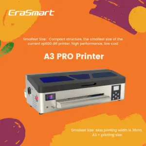 Erasmart Nouveau produit 2023 A3 Max Taille rapide Max Xp600 DTF Imprimante avec système d'encre blanche