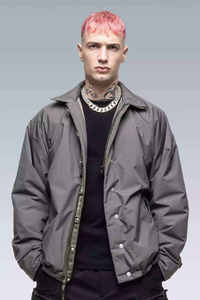 Men's <b>Techwear</b> Hooded <b>Jacket</b> Waterproof Windbreaker Tactical Streetwear Urban Functional High Neck Grey Outerwear Coat Wholesale - Product Image 2