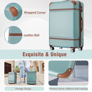 Bagaglio rigido con lucchetto TSA, valigia leggera espandibile da 24 "con ruote Spinner, bagaglio singolo Vintage, verde - Product Image 4