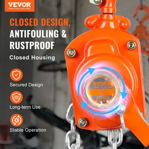 Paranco a Catena Manuale da 1/2 Tonnellata con Freno a Doppia Zampa Weston in Acciaio al Carbonio Zincato G80 da 10 FT - Capacità 1100 Libbre - Product Image 2