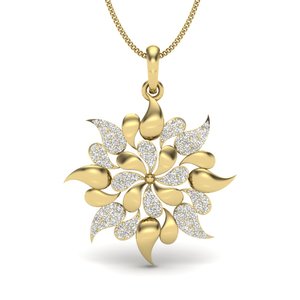 Luxury Yellow Gold Diamond Pendant With Round Brilliant Cut Natural Diamonds Women's Everyday Wear Jewelry - Product Image 2
