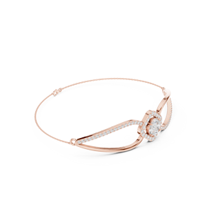 Luxury Rose Gold Lab Grown Diamond Open Leaf <b>Bangle</b> <b>Bracelet</b> for Women Halo Round Diamond Fine Jewelry - Product Image 4