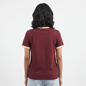 เสื้อยืดเรโทรริงเกอร์ ยูนิเซ็กส์ ผ้าฝ้าย แขนสั้น คอตัดสี สไตล์ลำลอง วินเทจ สตรีทแวร์ เสื้อยืดเปล่า - Product Image 2