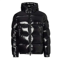Veste d'hiver pour homme à capuche, en toile, coupe-vent, isolée, imperméable, légère, vêtement d'extérieur décontracté avec logo sur le devant