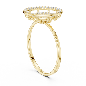 Anillo minimalista de oro amarillo macizo de 14k con forma de flor para mujer, con diamantes de corte brillante redondo y piedras cultivadas en laboratorio, para uso diario. - Product Image 4