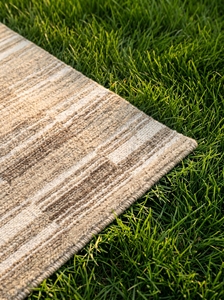 Factory <b>Price</b> Striped Tibetan Wool Carpet | Handcrafted Eco-Friendly Neutral Tibbati Area Rug for Luxury Homes & Hotel Interiors - Product Image 1
