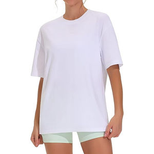 Camisetas Oversize para Mujer, Tallas Grandes, Manga Corta, Algodón, Casual, Básicas, Holgadas, para Entrenamiento, Atuendos de Verano a la Moda 2026 - Product Image 4