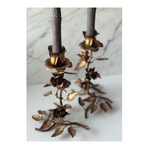 Applique Murale Luxe en Métal Doré Antique, Support de Bougie Rose Vintage, Chandelier Floral en Fer Forgé pour Décoration Maison, Mariage, Événements - Product Image 3