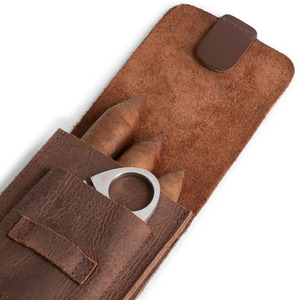 Estuche de puros de cuero de lujo hecho a mano con cortador integrado, diseñado para la elegancia y la funcionalidad práctica a un precio razonable. - Product Image 3