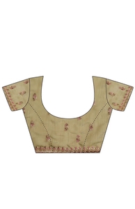 Sari Tradicional KV Peach Silk Blend con Adornos para Fiesta, con Blusa Sin Coser, Sin Arrugas y Reversible - Product Image 6