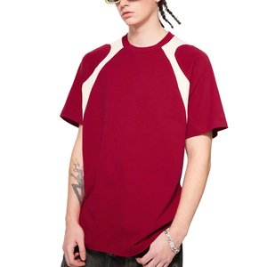 เสื้อยืดคอกลมแขนสั้นผ้าฝ้ายทรงหลวมสไตล์อเมริกันแบรนด์ดังสำหรับวัยรุ่น ลวดลายบล็อกสีสันสดใสสำหรับฤดูร้อน ล้างสีแบบแอซิดวอช - Product Image 5