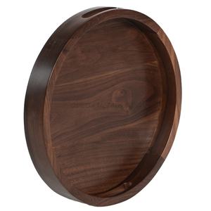 Juego de bandejas de madera hechas a mano en caoba profunda con forma redonda única y nuevo aspecto de diseño elegante para uso doméstico y en la cocina - Product Image 1