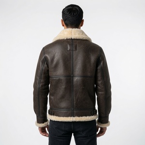 Custom <b>Men</b> Winter Leather <b>Jacket</b> Faux Fur Collar Zip Up Bomber <b>Warm</b> Vintage Style <b>Jacket</b> For Unisex Comfort Wear - Product Image 6