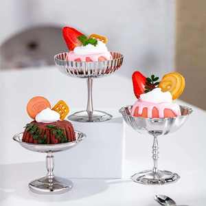 Coupelle de service à dessert en acier inoxydable de qualité supérieure, vaisselle de qualité alimentaire, élégante, pour fêtes, hôtels, cuisine, présentation de desserts, soins à domicile - Product Image 1