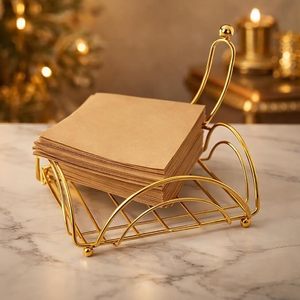 Porte-serviettes pour table à manger, porte-serviettes en métal doré moderne avec bras lesté, support décoratif pour serviettes en papier - Product Image 3