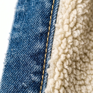 Blue <b>Denim</b> Sherpa Lined Jacket Men's Button Up Workwear <b>Coat</b> with Chest Pocket and Sleeve Cuffs - Product Image 4