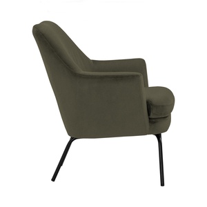 Sillón Tapizado en Verde Hoja con Patas de Metal Negro Mate, Sillón de Diseño Industrial Moderno para el Hogar y la Oficina - Product Image 2