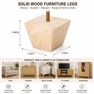 Patas de Sofá Cuadradas de Madera Maciza Contemporáneas, Patas de Muebles Resistentes para Tapicería Personalizada, Proyectos de Hospitales y Salas de Estar - Product Image 2