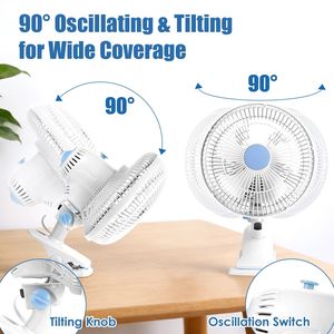 Ventilatore Portatile Oscillante a 90 Gradi a 2 Velocità, Silenzioso, con Clip per RV, Ufficio, Camera da Letto, 3 Modi di Appendimento, Funzione Bassa Velocità - Product Image 3