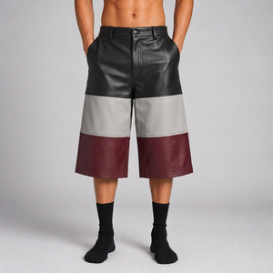 Custom <b>Baggy</b> Leather <b>Jorts</b> 500gsm Structured Waistband <b>Baggy</b> Shorts for Y2K Streetwear Brands - Product Image 4