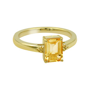 Gourik Women's Engagement <b>Ring</b> <b>Citrine</b> Octagon Shape 925 Silver Gold Plated Prong Setting Classic Style Party - Product Image 4