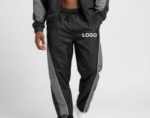 Pantalon de survêtement noir pour homme avec bande latérale grise, taille élastique et cordon de serrage, décontracté, respirant, en lin/coton, style vintage, coupe droite - Product Image 6