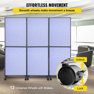 Pannello Divisorio Acustico per Ufficio 183 cm x 168 cm, Set da 3, Blu Acciaio, Parete Divisoria per Ufficio - Product Image 6