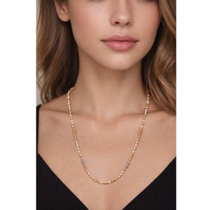 Collar de cadena con cuentas de oro macizo de 18 quilates y perlas blancas – Joyería elegante para mujer - Product Image 4