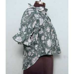 Vestidos Casuales de Oficina de Verano Coreanos 100% Algodón para Mujer, Manga 3/4, Cuello Redondo, Estampado Floral, Estilo Dulce Vintage, Ecológico - Product Image 4