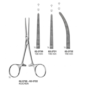 Pinzas Quirúrgicas Kocher Profesionales de 130 mm, 1x2 Dientes, Rectas, Hemostáticas, para Arterias, de Acero Inoxidable, Instrumentos Quirúrgicos - Product Image 2