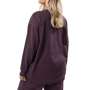 Plus Size Women's Breathable Autumn Winter Purple Sweatshirt Comfortable Jersey Fabric Crew <b>Neck</b> Long Sleeves Polyester/Cotton - Product Image 4