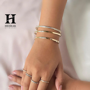 Luxury 18K <b>Gold</b> Plated Moissanite <b>Bangle</b> for Women Channel <b>Set</b> Diamond Bracelet Stackable Slim Eternity <b>Bangle</b> - Product Image 4