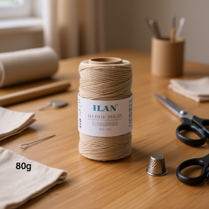 Bobina di Filo di Cotone Iln 80g 1.5mm Colore Naturale per Cucito - Product Image 2